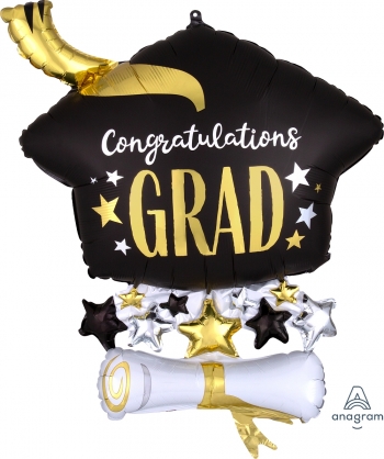 Satin Infused Cap & Diploma Graduation Balloon ANAGRAM