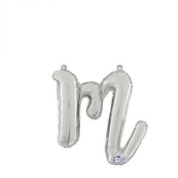 Script Letter M Silver - Self Sealing Air Fill balloon foil balloons