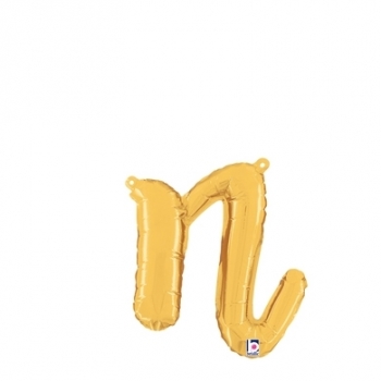 Script Letter N Gold - Self Sealing Air Fill balloon foil balloons