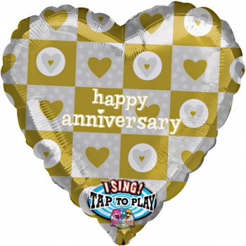 Singing Balloon - Anniversary Gold Heart ANAGRAM