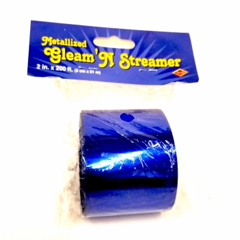 Streamer - Metallic - 2" x 200ft - Blue decorations