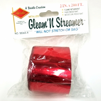 Streamer - Metallic - 2" x 200ft - Red decorations