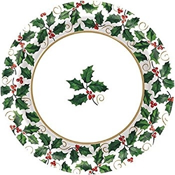 X - (8) 9" Plates Classic Metallic Holly tableware